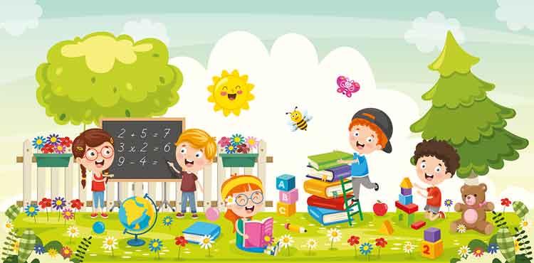 Eğlenerek Öğrenen Çocuklar Okul Posteri-1