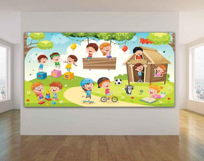 Eğlenerek Öğrenen Çocuklar Okul Posteri-2