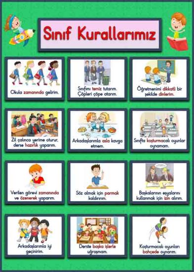 Sınıf Kurallarımız Okul Posteri