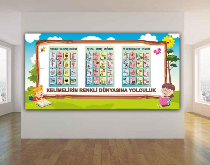 Kelimelerin Renkli Dünyasına Yolculuk Okul Posteri