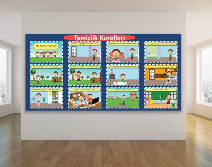 Temizlik Kuralları Okul Posteri