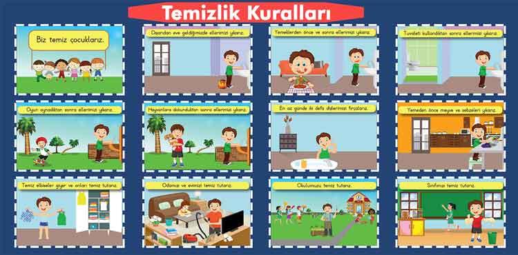 Temizlik Kuralları Okul Posteri