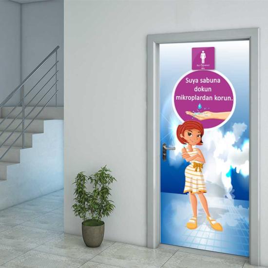 Kız Öğrenci Tuvaleti Kapı Giydirme