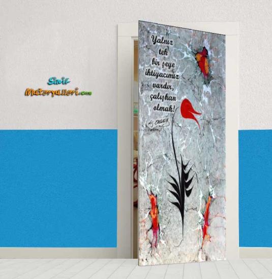 Çalışkan Olmak Ebru Sanatı Kapı Giydirme