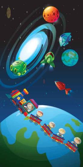 Uzay Treninde Çocuklar İlkokul Kapı Giydirmesi