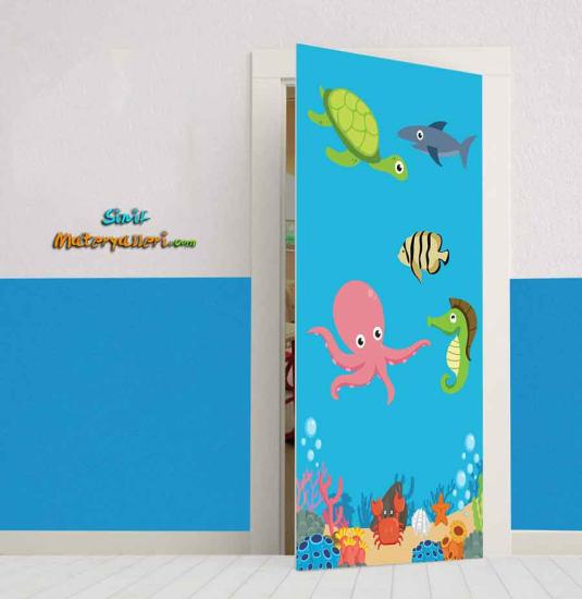 Deniz Altı Canlıları Ana Okul Kapı Giydirme