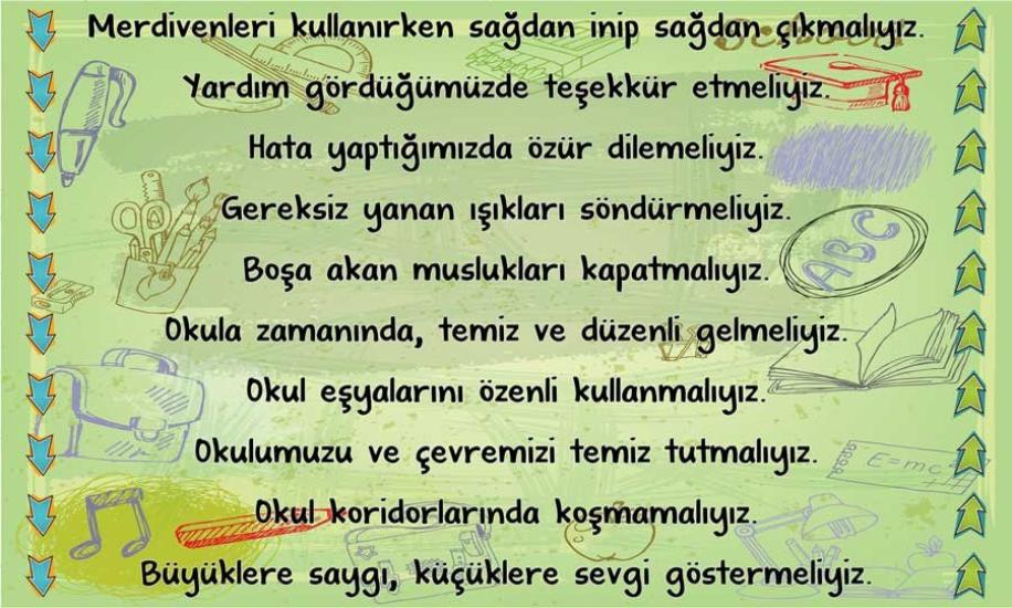 Okul Kuralları Merdiven Yazıları