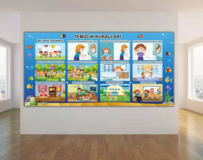 Temizlik Kuralları Okul Posteri