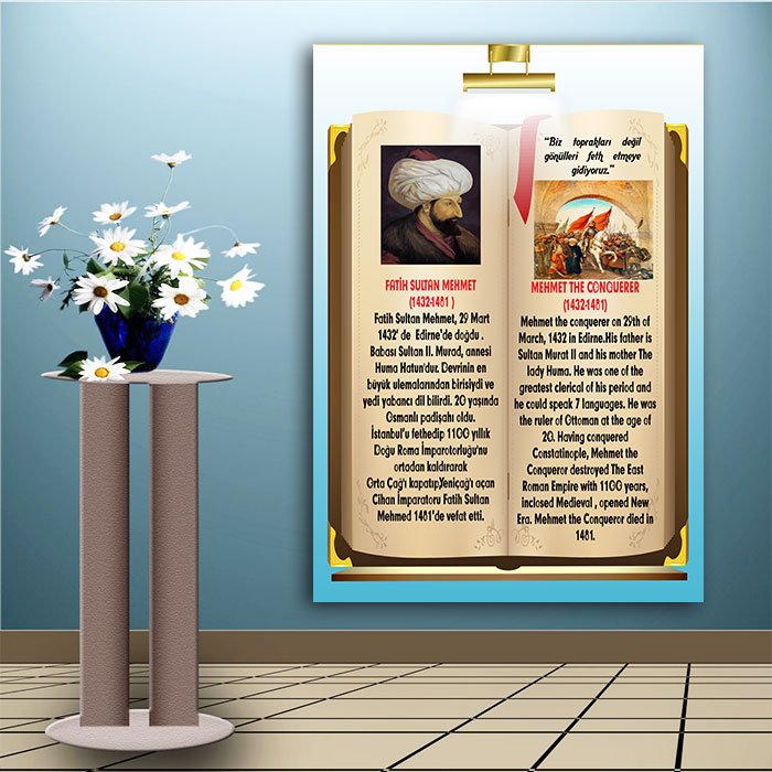 İngilizce Türkçe Türk Büyükleri Fatih Sultan Mehmet Ders afişi Poster