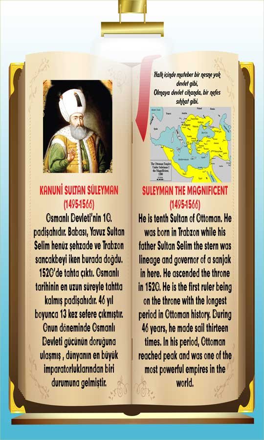 İngilizce Türkçe Türk Büyükleri Kanuni Sultan Süleyman Ders afişi Poster