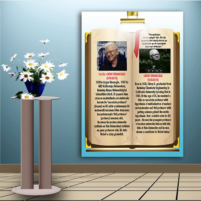 İngilizce Türkçe Türk Büyükleri Oktay Sinanoğlu Ders afişi Poster