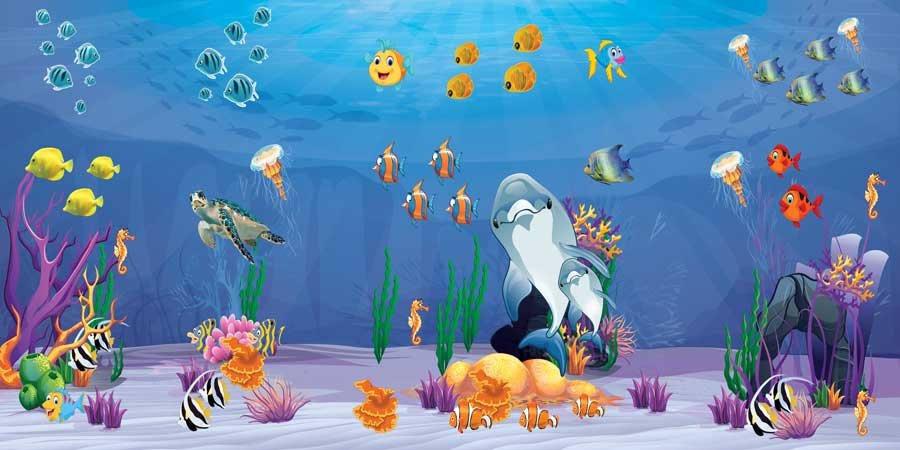 Anasınıfı Akvaryum Duvar Giydirme