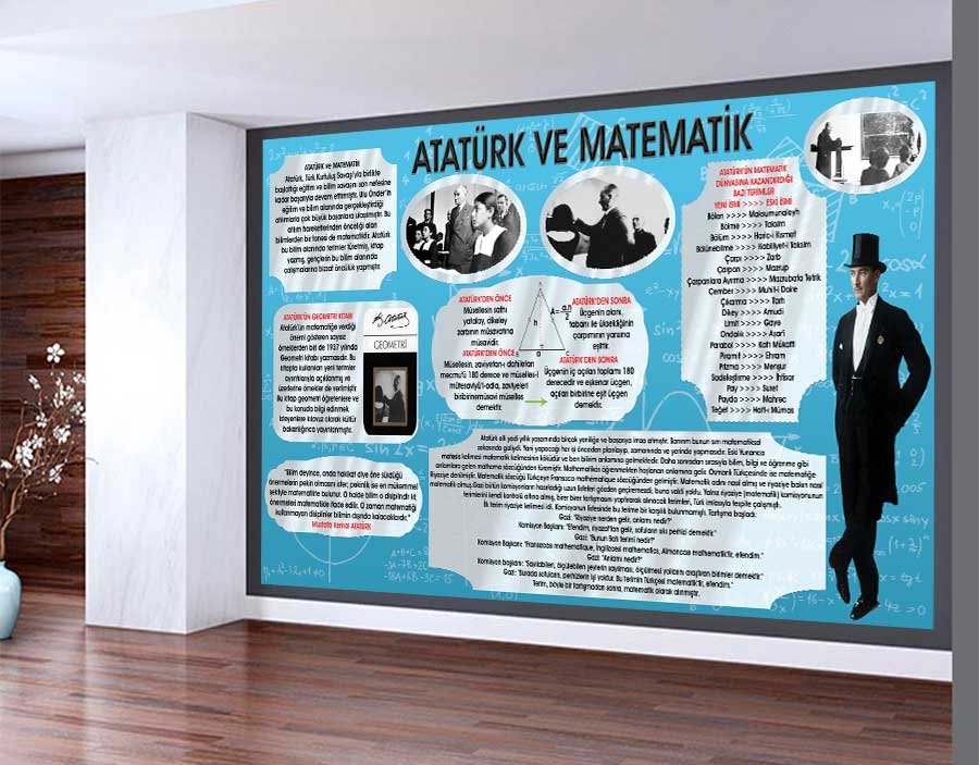 Atatürk ve Matematik Geometri Okul Duvar Görseli