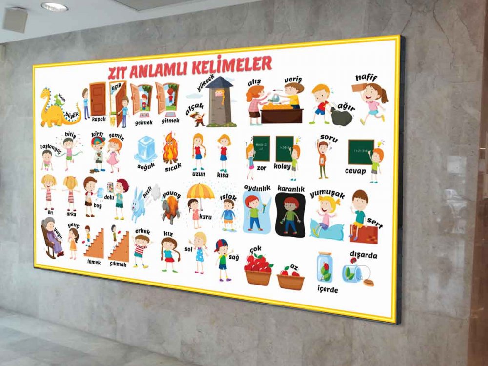 Zıt Anlamlı Kelimeler Okul Posteri