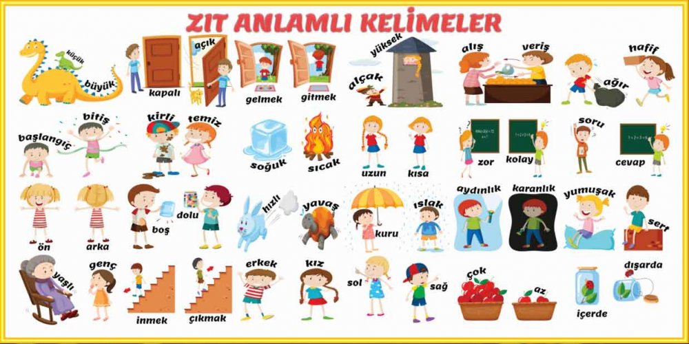 Zıt Anlamlı Kelimeler Okul Posteri