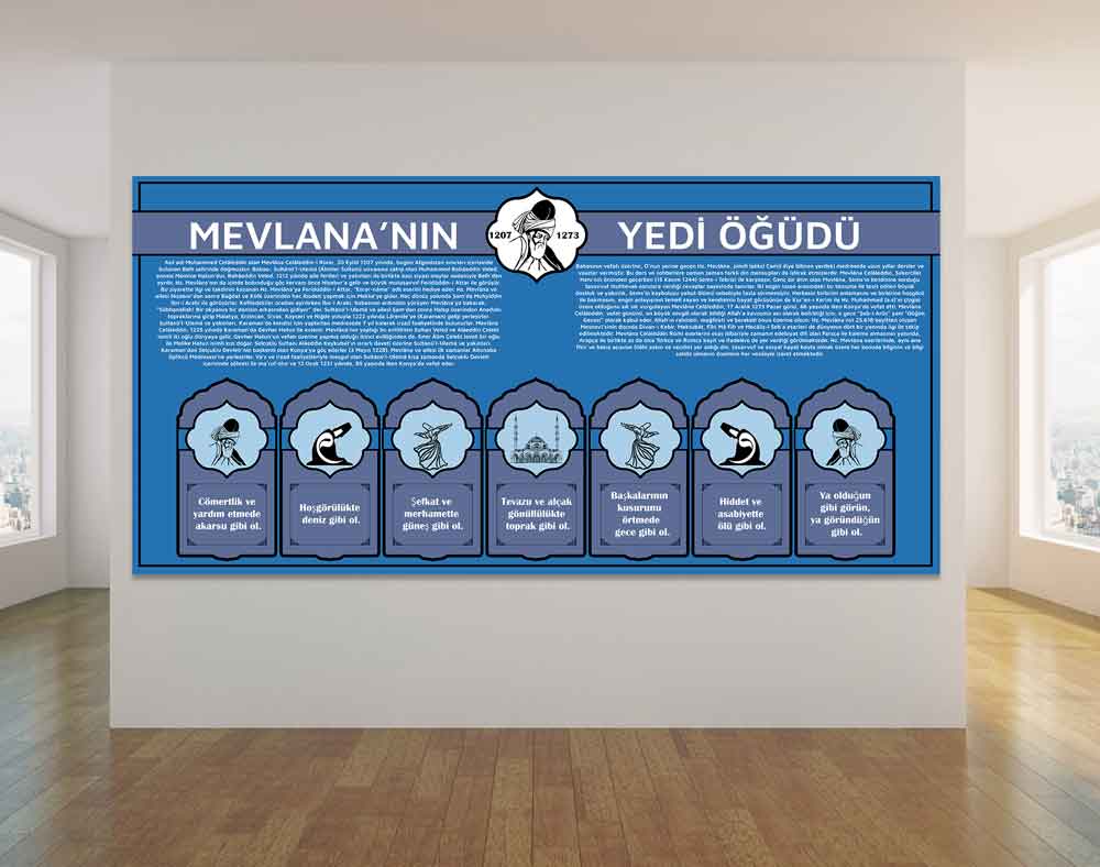 Mevlananın Yedi Öğüdü Okul Posteri
