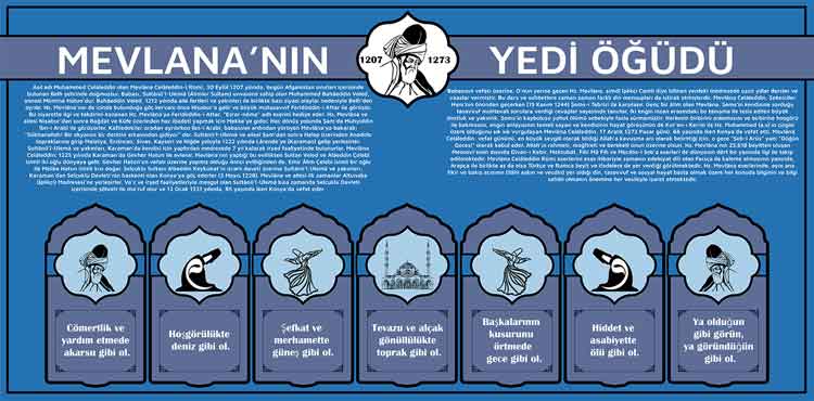 Mevlananın Yedi Öğüdü Okul Posteri