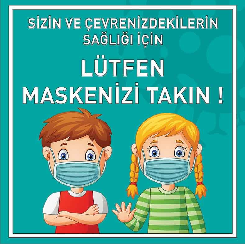 Korona Virüs Sosyal Mesafe Bandı Maskenizi Takın