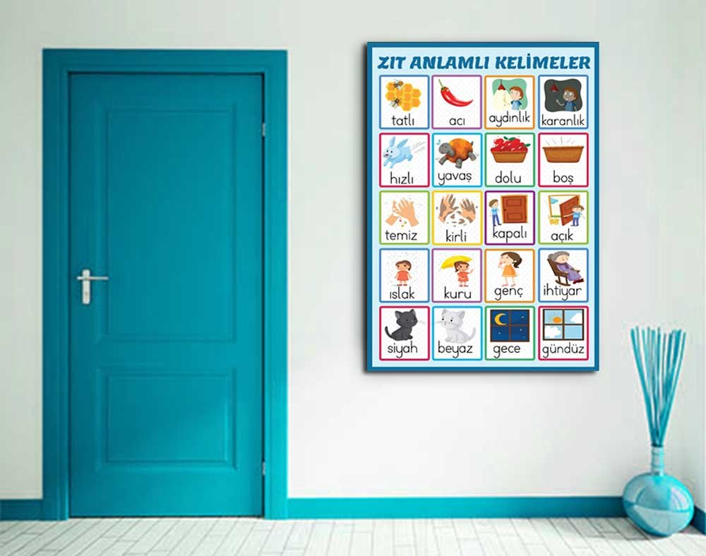 Zıt Anlamlı Kelimeler Okul Posteri