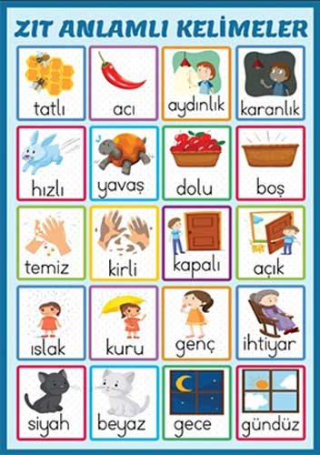 Zıt Anlamlı Kelimeler Okul Posteri