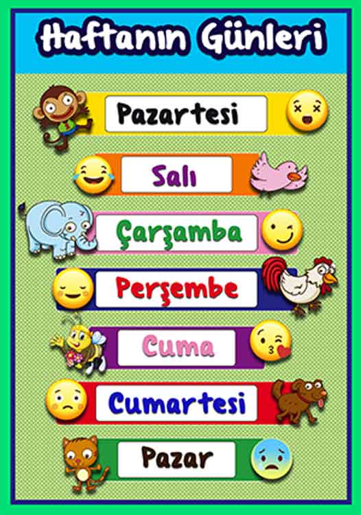 Haftanın Günleri Okul Posteri