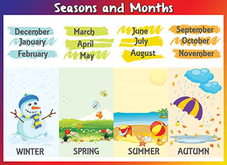 Seasons and Months Okul Posteri