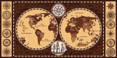 Vintage Dünya Haritası Okul Posteri