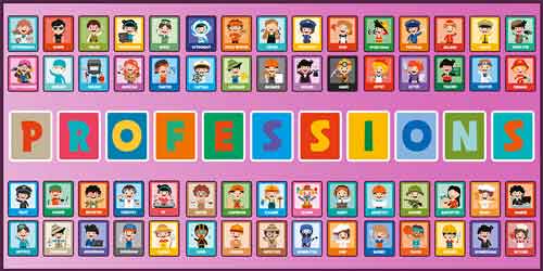 Professions İngilizce Meslekler Okul Posteri