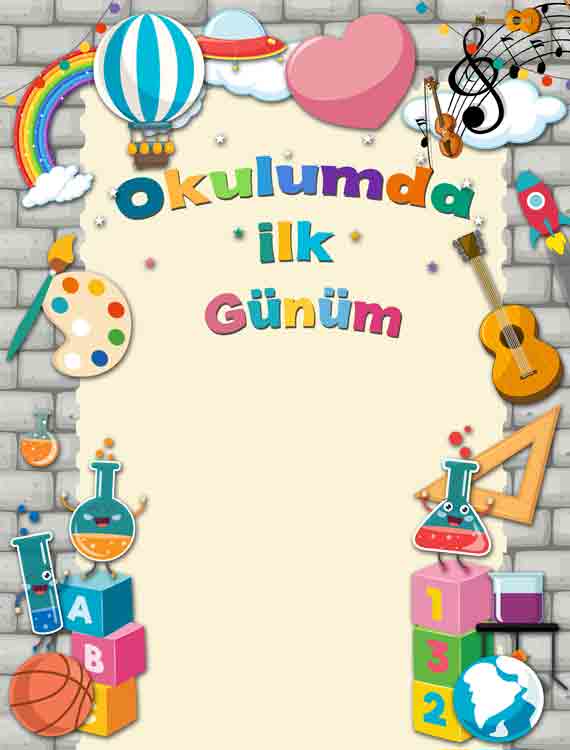 Okulumda İlk Günüm Hatırası Arkalık Okul Posteri