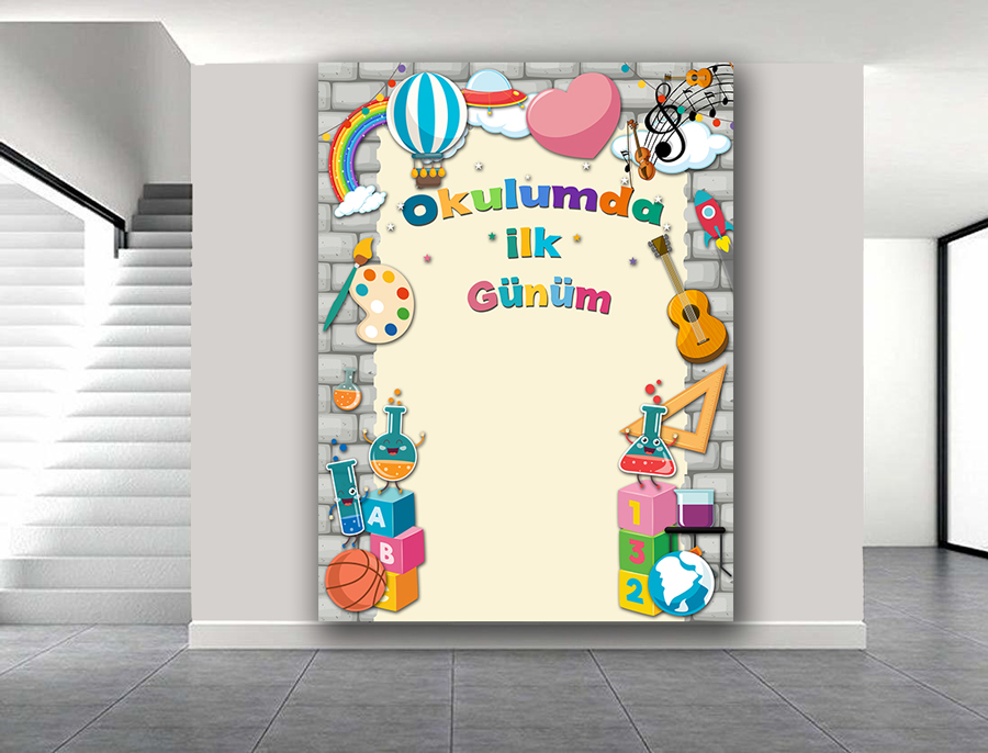 Okulumda İlk Günüm Hatırası Arkalık Okul Posteri