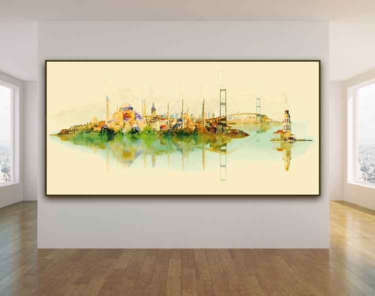 İstanbul Silüeti Manzarası Okul Posteri