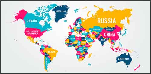 Dünya Ülkeler Haritası İngilizce Okul Posteri