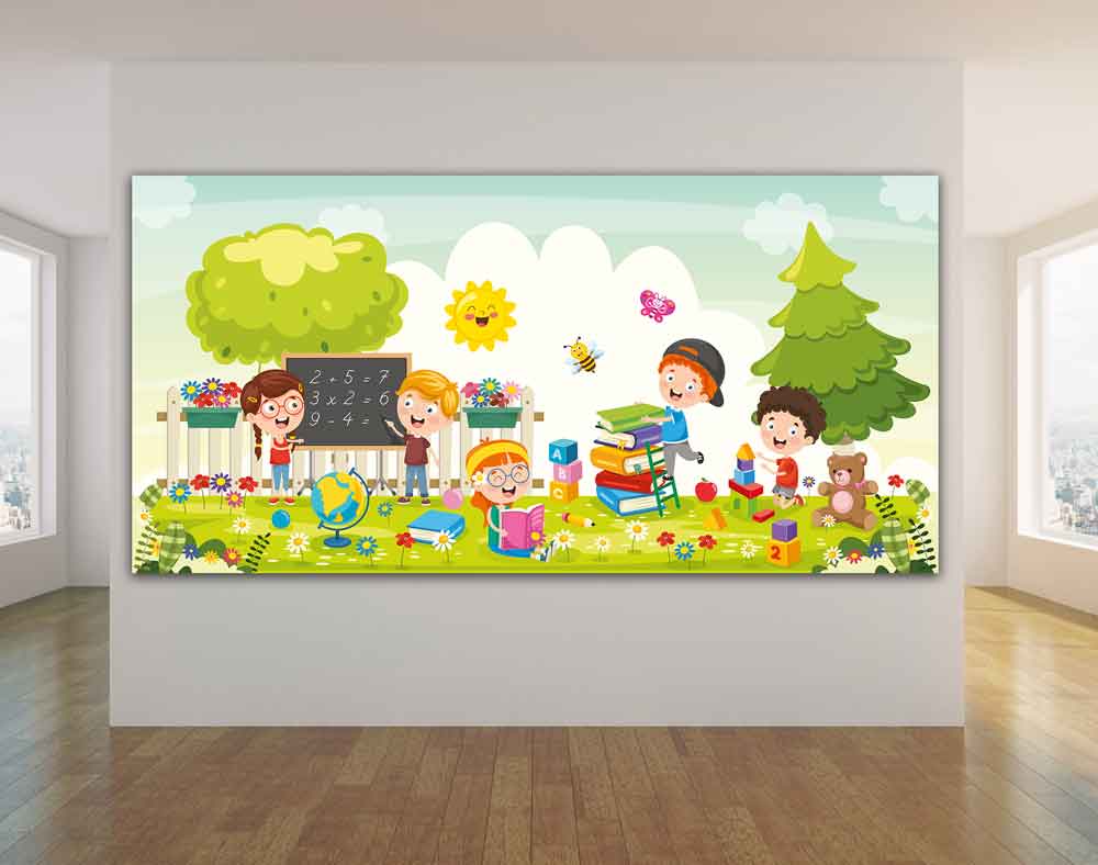 Eğlenerek Öğrenen Çocuklar Okul Posteri-1