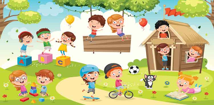 Eğlenerek Öğrenen Çocuklar Okul Posteri-2