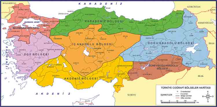 Türkiye Coğrafi Bölgeler Haritası Okul Posteri