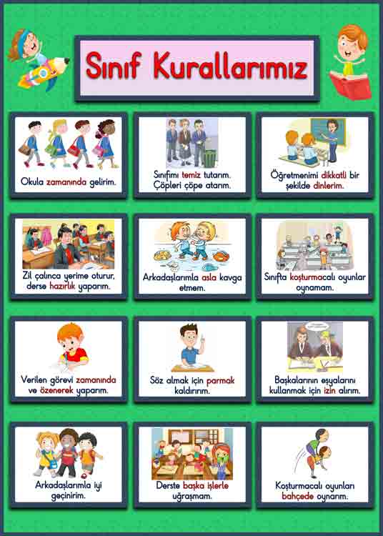 Sınıf Kurallarımız Okul Posteri