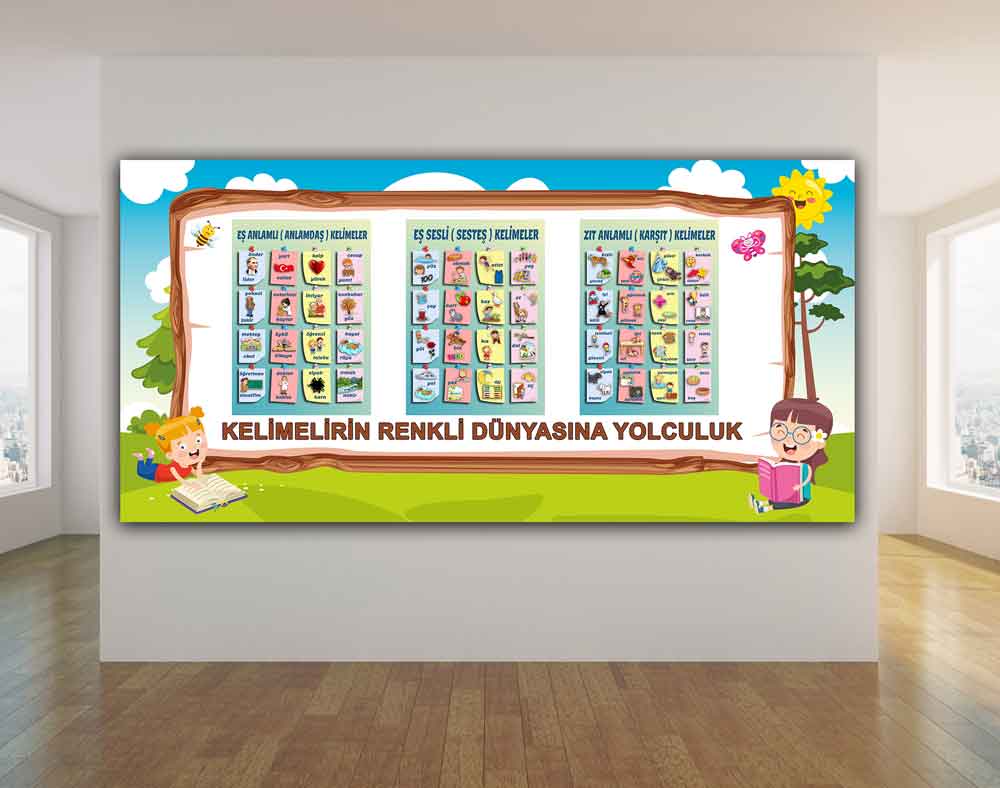 Kelimelerin Renkli Dünyasına Yolculuk Okul Posteri