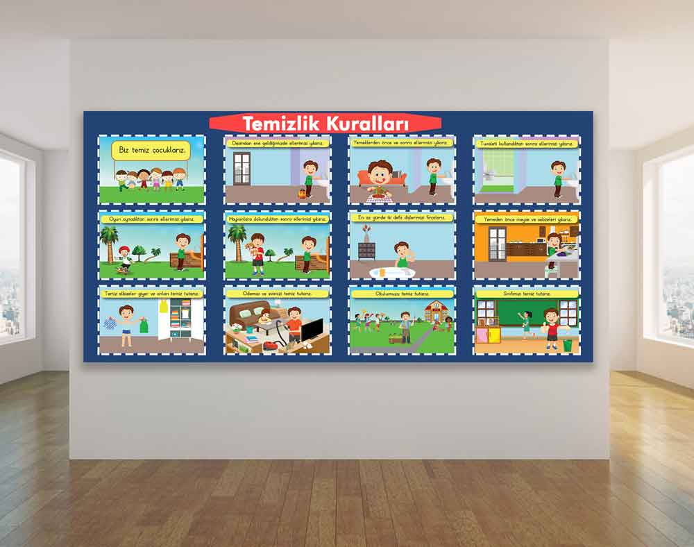 Temizlik Kuralları Okul Posteri