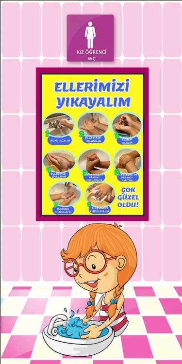 Kız Öğrenci Tuvaleti Kapı Giydirme