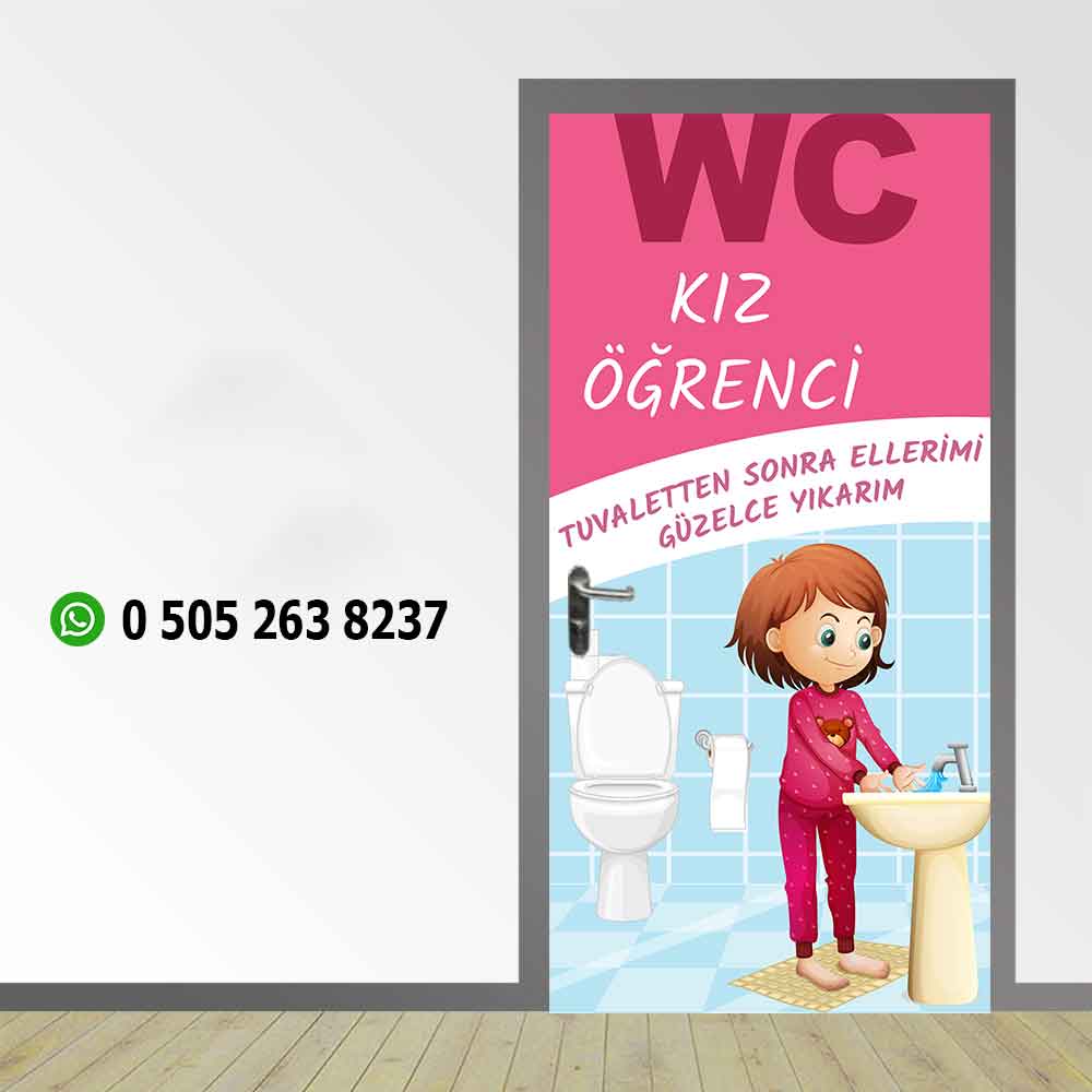 Kız Öğrenci Tuvaleti Kapı Giydirme 13