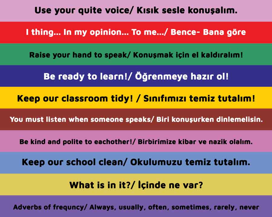 İngilizce Merdiven Yazıları