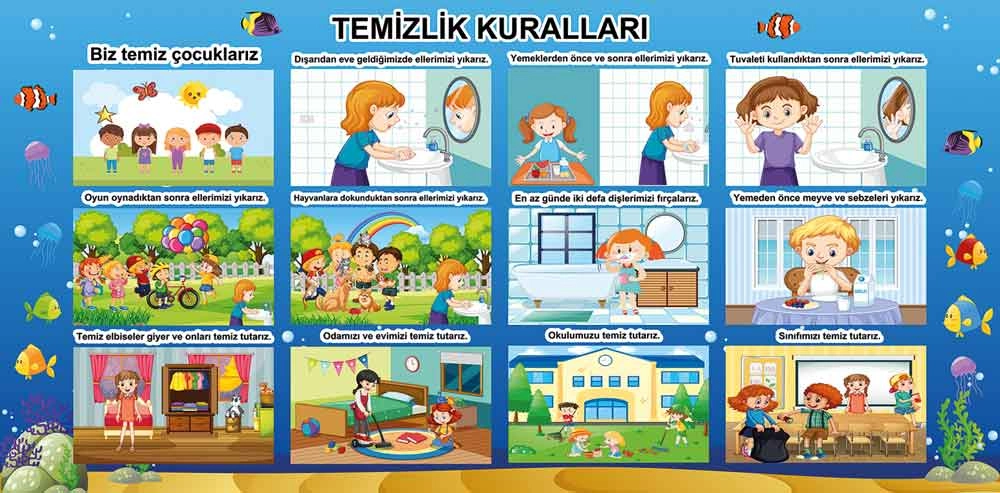 Temizlik Kuralları Okul Posteri