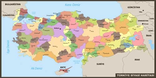 Türkiye Siyasi Haritası Okul Posteri
