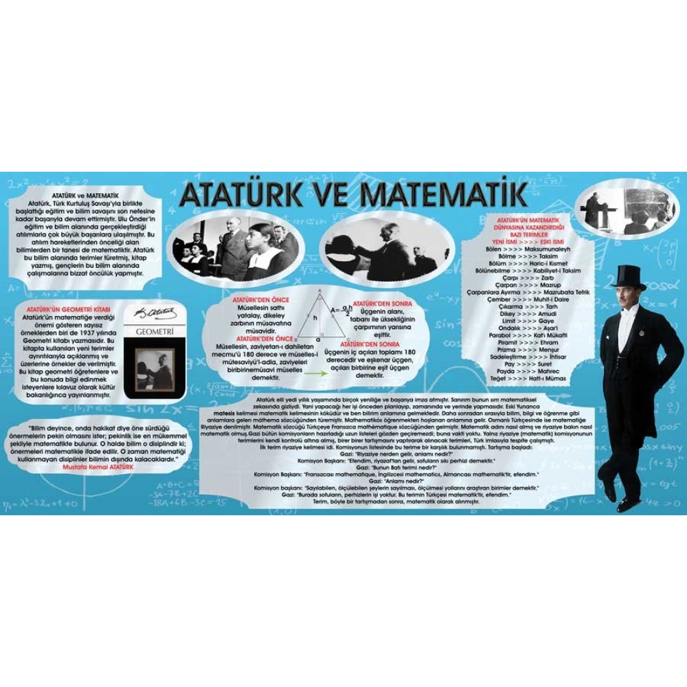 Atatürk ve Matematik Geometri Okul Duvar Görseli