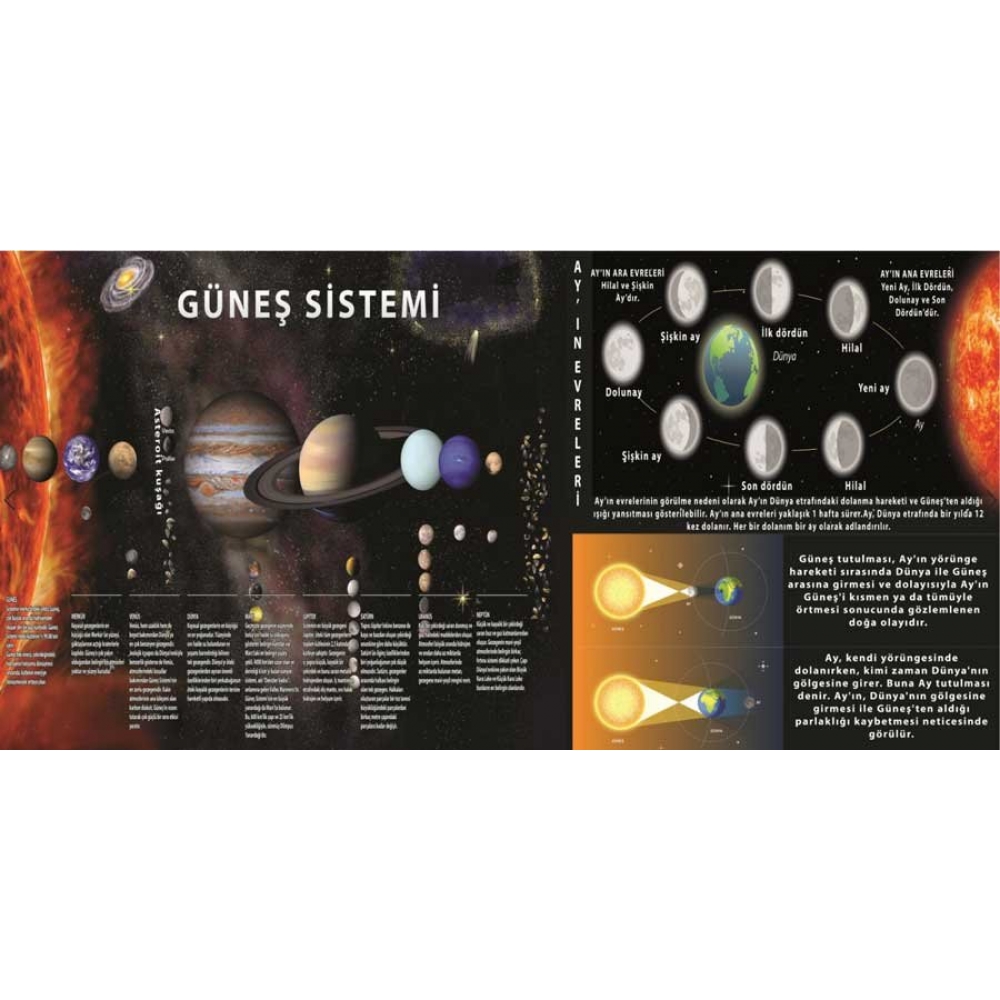 Güneş Sistemi Ve Ayın Evreleri Okul Duvar Görseli