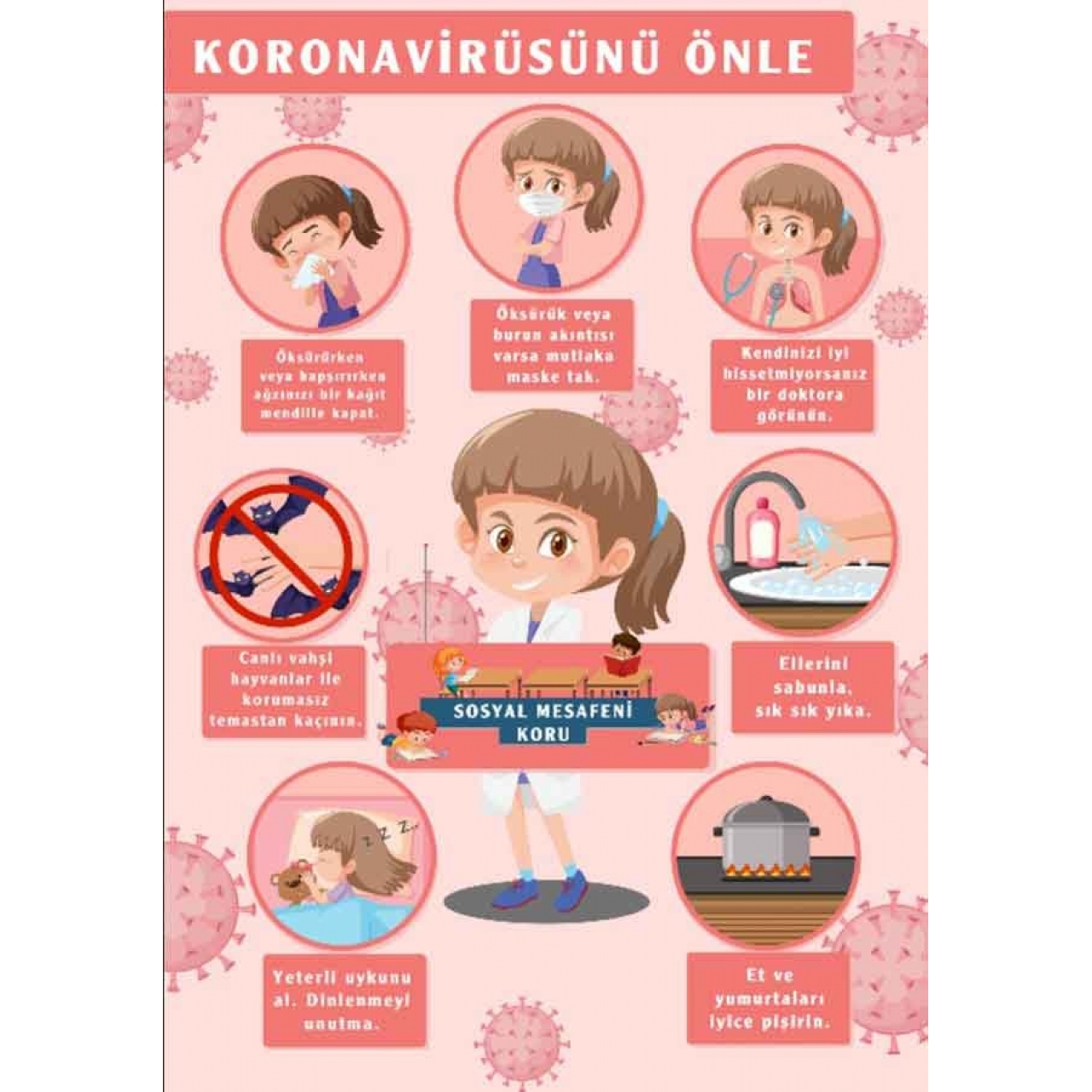 Korona Virüs Korunma yolları Okul Posteri