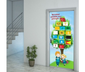 Türk Devlet Bayraklı İlkokul Kapı Giydirme